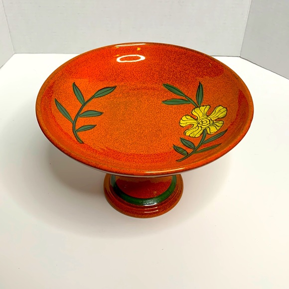 Other - Orange Glass Floral Handpainted Standing Piece | Boho Decor Dining Room Table